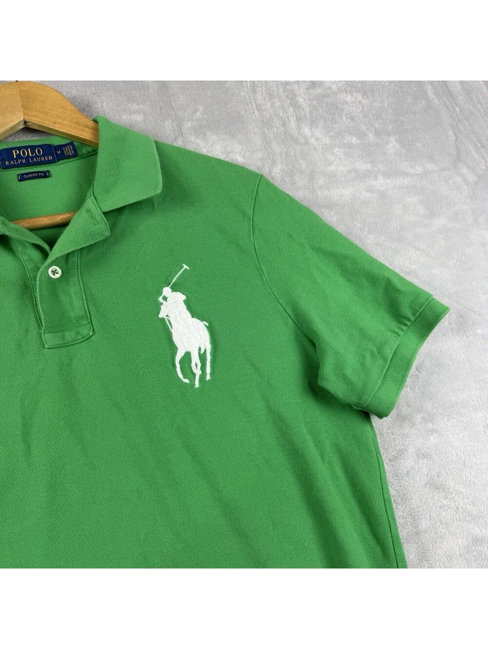 Polo Ralph Lauren Men M Green Classic Fit Big Pony Number 3 Polo Shirt Y2K Prep